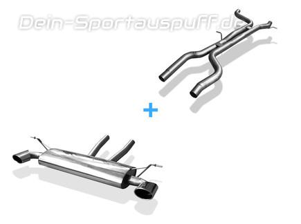 Fox Edelstahl Duplex Sportauspuff-Komplettanlage ab Kat VW Touareg 7L 140x90mm oval eingerollt abgeschrägt mit Absorber