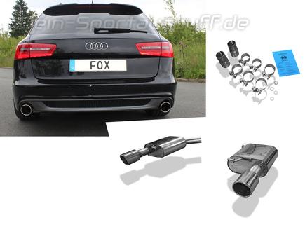 Fox Edelstahl Duplex Sportauspuff Audi A6 4G quattro Typ C7 Limousine u. Avant je 100mm rund eingerollt abgeschrägt