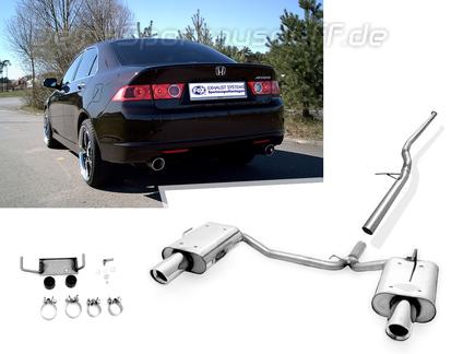 Fox Edelstahl Duplex Racing-Komplettanlage ab Kat Honda Accord 7 CL7 Bj.02-08 1x100mm rund eingerollt abgeschrägt mit Absorber