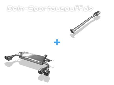 Fox Edelstahl Duplex Sportauspuff-Komplettanlage ab Kat Hyundai Tucson JM 2x 88x79mm rechteckig eingerollt abgeschrägt mit Absorber