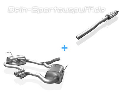 Fox Edelstahl Sportauspuff-Komplettanlage ab Kat Ausgang mittig Mini Cooper S R53 2002-2006 2x76mm rund eingerollt abgeschrägt mit Absorber