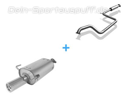 Fox Edelstahl Sportauspuff-Komplettanlage ab Kat Nissan Almera N15 Fließheck Bj.95-00 1x80mm rund eingerollt gerade mit Absorber