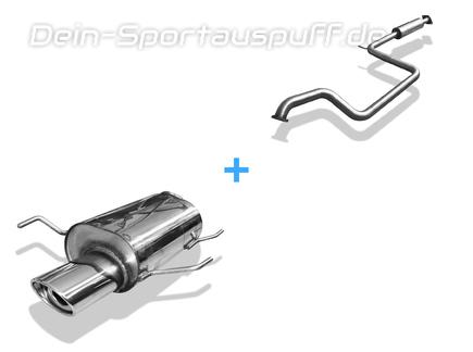 Fox Edelstahl Sportauspuff-Komplettanlage ab Kat Nissan Almera N15 Fließheck Bj.95-00 115x85mm oval eingerollt abgeschrägt mit Absorber