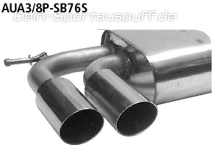 Bastuck Edelstahl Sportauspuff Audi A3 8P Sportback 2x76mm rund scharf abgeschrägt ohne Absorber