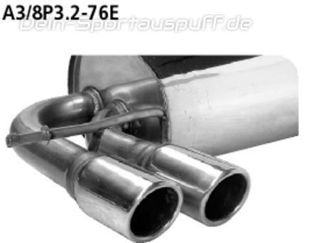 Bastuck Edelstahl Sportauspuff Audi A3 8P 3 Türer 3.2l Quattro 2x76mm rund eingerollt abgeschrägt ohne Absorber