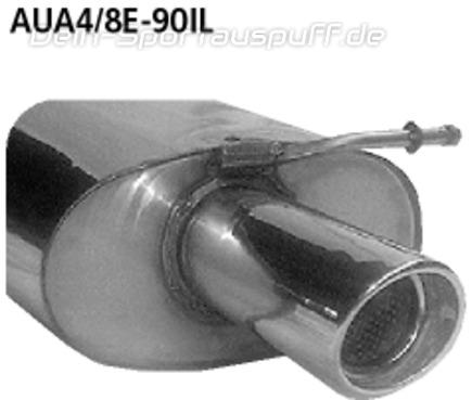 Bastuck Edelstahl Sportauspuff (für einseitige Anlagen) Audi A4 B6 B7 4 Zyl. 8E u. Cabrio 8H 90mm rund eingerollt abgeschrägt mit Absorber