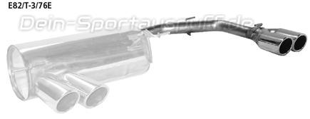 Bastuck Edelstahl Endrohrbogen rechts (für Duplex Anlagen) BMW 1er E82 125i mit M-Heckschürze 2x76mm rund eingerollt abgeschrägt ohne Absorber
