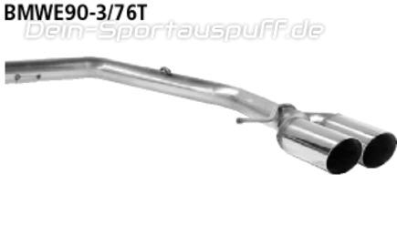 Bastuck Edelstahl Endrohrbogen rechts (für Duplex Anlagen) BMW 3er E90 E91 Limo+Touring 316d-320d 2x76mm rund scharf abgeschrägt ohne Absorber