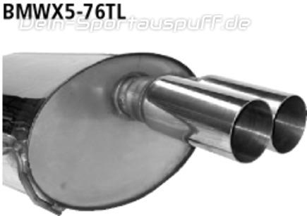 Bastuck Edelstahl Sportauspuff links (für Duplex Anlagen) BMW X5 E53 Diesel 2x76mm rund scharf abgeschrägt ohne Absorber
