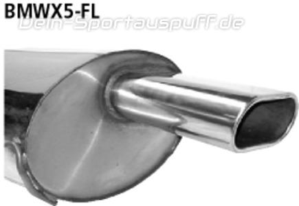 Bastuck Edelstahl Sportauspuff links (für Duplex Anlagen) BMW X5 E53 Diesel 135x75mm flachoval eingerollt abgeschrägt ohne Absorber