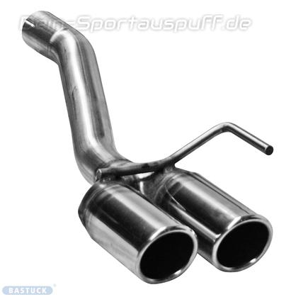 Bastuck Edelstahl Endrohrbogen links (für Duplex Anlagen) Chevrolet Cruze Benziner 2x76mm rund eingerollt abgeschrägt ohne Absorber