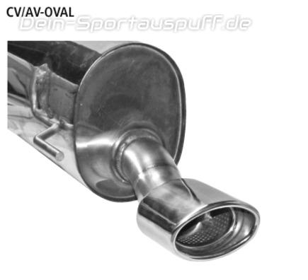 Bastuck Edelstahl Sportauspuff Chevrolet Aveo 120x80mm oval eingerollt gerade mit Absorber