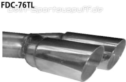 Bastuck Edelstahl Sportauspuff links (für Duplex Anlagen) Ford Cougar 6 Zylinder 2x76mm rund scharf abgeschrägt ohne Absorber