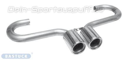 Bastuck Edelstahl Endrohrbogen Re-Li Ausgang Mittig Ford Fiesta JAS JBS Benziner Bj.95-01 2x90mm rund eingerollt gerade mit Absorber