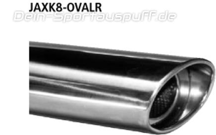 Bastuck Edelstahl Sportauspuff rechts (für Duplex Anlagen) Jaguar XK8 u. XKR 120x80mm oval eingerollt gerade mit Absorber