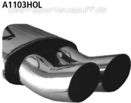 Bastuck Edelstahl Sportauspuff Opel Astra F Fließheck inkl. GSi 2x76mm DTM rund eingerollt gerade ohne Absorber