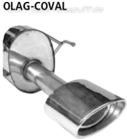 Bastuck Edelstahl Sportauspuff Opel Astra G Stufenheck, Coupe, Cabrio 153x95mm oval eingerollt abgeschrägt mit Absorber