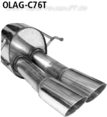 Bastuck Edelstahl Sportauspuff Opel Astra G Stufenheck, Coupe, Cabrio 2x76mm rund scharf abgeschrägt ohne Absorber