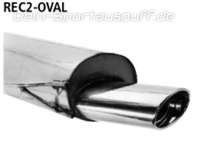 Bastuck Edelstahl Sportauspuff Renault Clio 2 1.2l 153x95mm oval eingerollt abgeschrägt mit Absorber