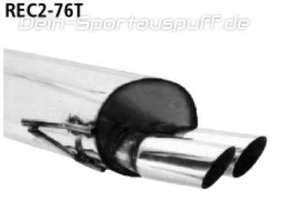 Bastuck Edelstahl Sportauspuff Renault Clio 2 1.4l 1.6l 8V 2x76mm rund scharf abgeschrägt ohne Absorber