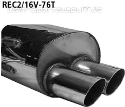 Bastuck Edelstahl Sportauspuff Renault Clio 2 2.0l 16 V 2x76mm rund scharf abgeschrägt ohne Absorber