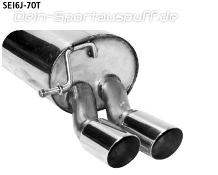 Bastuck Edelstahl Sportauspuff Seat Ibiza 6J ab Bj.08 Diesel 2x70mm rund scharf abgeschrägt ohne Absorber