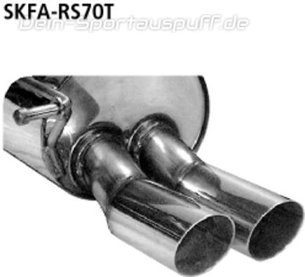Bastuck Edelstahl Sportauspuff Skoda Fabia 1 Typ 6Y inkl. RS mit Heckschürzenausschnitt 2x70mm rund scharf abgeschrägt ohne Absorber
