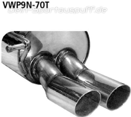 Bastuck Edelstahl Sportauspuff Skoda Fabia 2 Typ 5J 2x70mm rund scharf abgeschrägt ohne Absorber