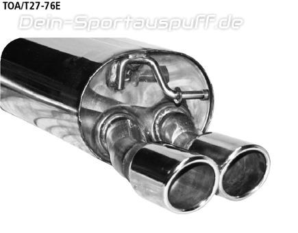 Bastuck Edelstahl Sportauspuff (für einseitge Anlagen) Toyota Avensis T27 2x76mm rund eingerollt abgeschrägt ohne Absorber