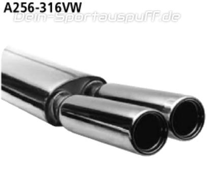 Bastuck Edelstahl Sportauspuff Volkswagen Corrado 2x90mm rund eingerollt gerade mit Absorber