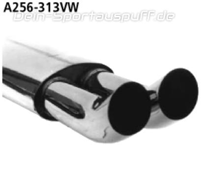 Bastuck Edelstahl Sportauspuff Volkswagen Corrado 2x76mm DTM rund scharf gerade ohne Absorber