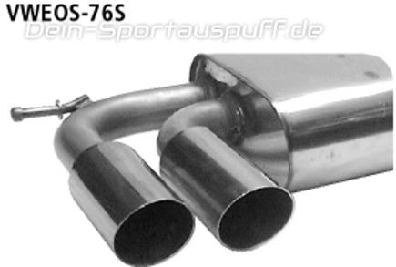 Bastuck Edelstahl Sportauspuff Volkswagen Eos 2x76mm rund scharf abgeschrägt ohne Absorber