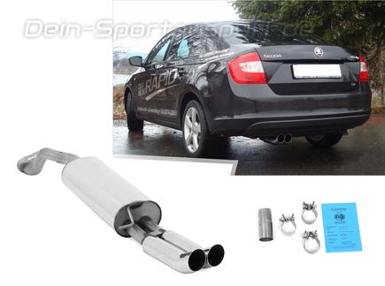 Fox Edelstahl Sportauspuff Skoda Rapid 2x76mm DTM scharf gerade