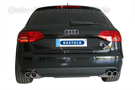 Bastuck Edelstahl Duplex Racing-Komplettanlage ab Kat Audi A4 u. A5 B8 6 Zyl. Turbo + S4 je 2x76mm rund eingerollt abgeschrägt ohne Absorber
