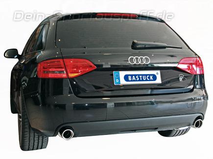 Bastuck Edelstahl Duplex Racing-Komplettanlage ab Kat Audi A4 u. A5 B8 6 Zyl. Turbo + S4 je 90mm rund eingerollt abgeschrägt mit Absorber