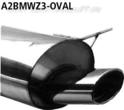 Bastuck Edelstahl Sportauspuff-Komplettanlage ab Kat BMW 3er E36 Compact 316i 1.9l 153x95mm oval eingerollt gerade mit Absorber