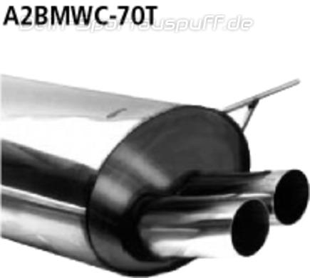 Bastuck Edelstahl Sportauspuff-Komplettanlage ab Kat BMW 3er E36 Compact 323ti 2x70mm rund scharf abgeschrägt ohne Absorber