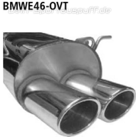 Bastuck Edelstahl Racing-Komplettanlage ab Kat BMW 3er E46 316i u. 318i alle Mod. 4 Zylinder 89x77mm oval eingerollt abgeschrägt ohne Absorber