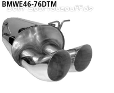 Bastuck Edelstahl Racing-Komplettanlage ab Kat BMW 3er E46 6 Zylinder bis Bj.00 2x76mm DTM rund scharf gerade ohne Absorber