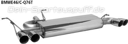 Bastuck Edelstahl Duplex Sportauspuff-Komplettanlage ab Kat BMW 3er E46 Compact 316i-320i je 2x76mm rund scharf abgeschrägt ohne Absorber