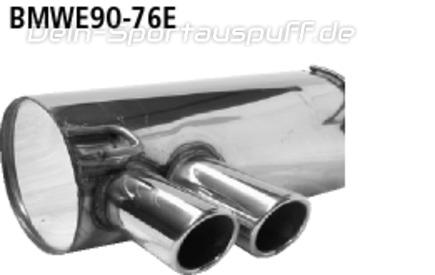 Bastuck Edelstahl Racing-Komplettanlage ab Kat BMW 3er E90 E91 325i 330i bis Bj.07 2x76mm rund eingerollt abgeschrägt ohne Absorber