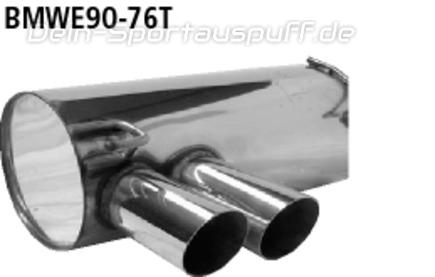 Bastuck Edelstahl Sportauspuff-Komplettanlage ab Kat BMW 3er E90 E91 Limo+Touring 316d-320d 2x76mm rund scharf abgeschrägt ohne Absorber