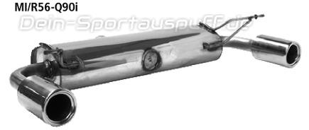 Bastuck Edelstahl Duplex Sportauspuff-Komplettanlage ab Kat MINI R56 One u. Cooper je 90mm rund eingerollt gerade mit Absorber
