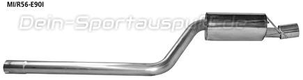 Bastuck Edelstahl Sportauspuff-Komplettanlage ab Kat MINI R55 Cooper Clubman 90mm rund eingerollt gerade mit Absorber