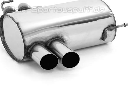 Bastuck Edelstahl Sportauspuff-Komplettanlage ab Kat BMW Z4 E85 Roadster Facelift + E86 Coupe ab 2006 2x76mm rund scharf seitlich abgeschrägt ohne Absorber