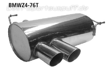 Bastuck Edelstahl Sportauspuff-Komplettanlage ab Kat BMW Z4 E85 Roadster Facelift + E86 Coupe ab 2006 2x76mm rund scharf abgeschrägt ohne Absorber
