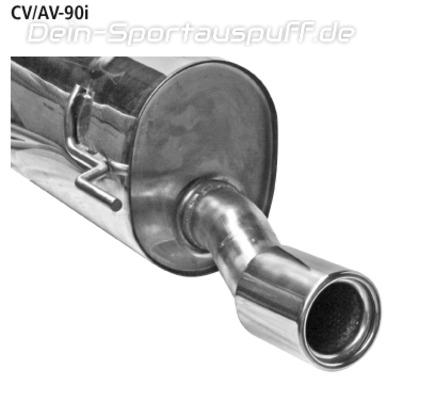 Bastuck Edelstahl Sportauspuff-Komplettanlage ab Kat Chevrolet Aveo 90mm rund eingerollt gerade mit Absorber