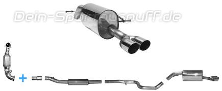 Bastuck Edelstahl Sportauspuff-Komplettanlage inkl. Kat Peugeot 207 1.6l THP 2x76mm rund scharf abgeschrägt ohne Absorber