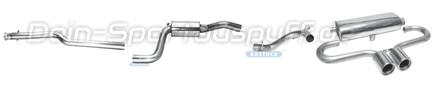 Bastuck Edelstahl Komplettanlage ab Kat Ausgang mittig Ford Fiesta JAS JBS Benziner Bj.95-01 2x90mm rund eingerollt gerade mit Absorber
