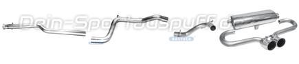 Bastuck Edelstahl Racing-Komplettanlage ab Kat Ausgang mittig Ford Fiesta JAS JBS Benziner Bj.95-01 2x76mm DTM rund scharf gerade ohne Absorber